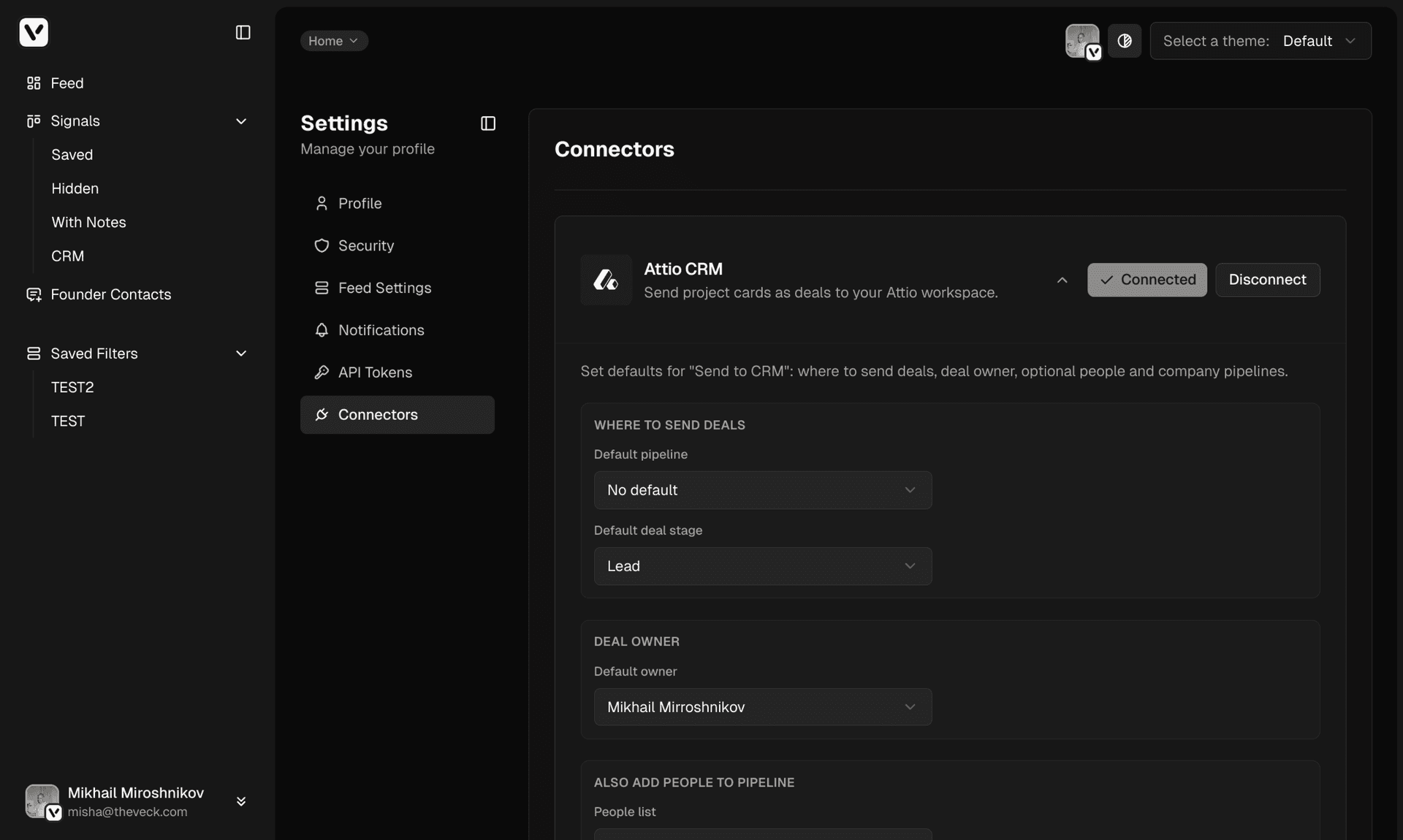 Configuring deals and lists (1) — dark theme