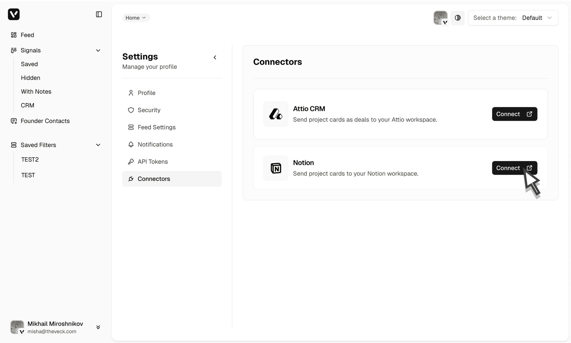 Selecting Notion pages or databases — light theme