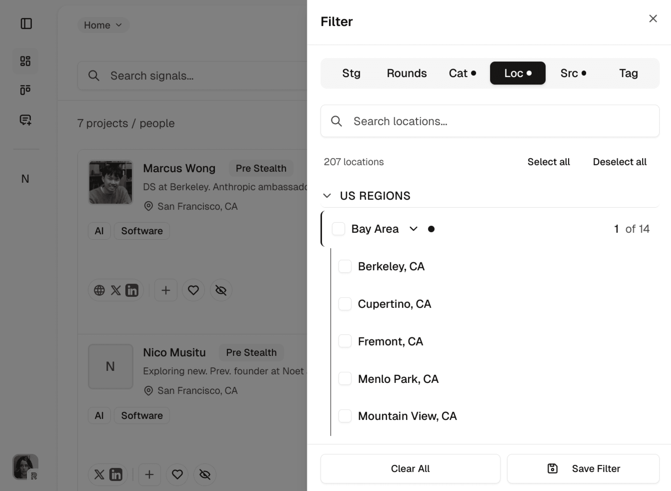 Smart filtering — light theme